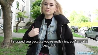 Public Agent Sexy blond student screwed doggystyle in forest for money