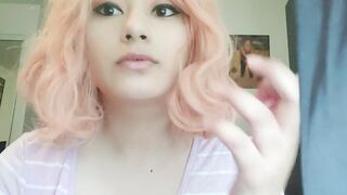 Pink Haired Slut Sucks on Schlong