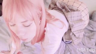 Pink hair chick anal POV doggy style