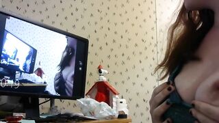 4D tit play watch Ruby bounce her boobs around and lick and squeeze her nips