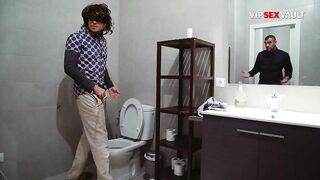 Homo Rough Doggy Anal... This man Pulls His Pants Down and Gets Bent Over the Sink for a Hard Banging
