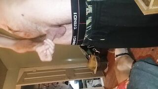 Hard cock g-spot orgasm. Banging myself worthy with pants down. I'm .