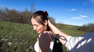 Hawt sex in the mountains: POV and hard doggy on top