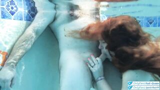 Underwater Outdoor Pool Sex with Long Hair Redhead Rapunzel MILF