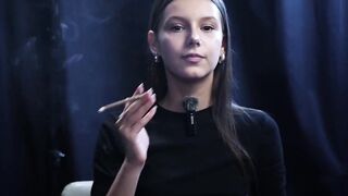 Young Cutie Smokin' Solo in a Calm Studio Session with Slow Exhales