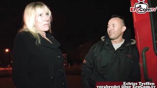 German Street Casting with golden-haired aged milf next door