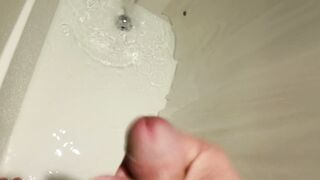 Jerking off in a new shower....same result... ejaculation