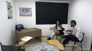 Hawt Girlfriend Seduces Classroom Nerd For Wild Sharing FMM 3-some