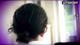 Busty MILF snatch squeezes her biggest screwing natural breasts... then he covers 'em in thick cum