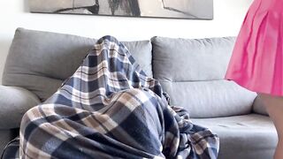 Step Sis Early Came Home And Caught Step Brother Jerking Off On Porn But Start Handjob Him! Ejaculation