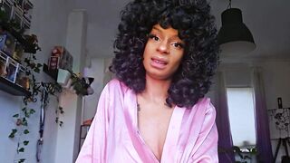 Ebony Bitch goddess Chayenne teases virgin and uses him as her ashtray