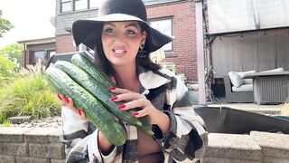 Desperate Housewife Triple Penetrates with 3 12in Cucumbers