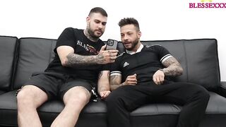 Straight hunk lets his ex-girlfriend's brother give him blowjob