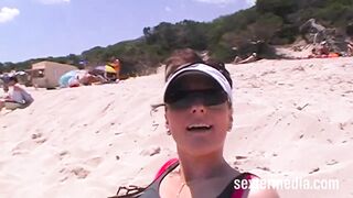 Aged, German brunette is shaving her twat on the sunbed, so people can watch if they want