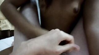 Cute teen ladyboy makes me cum and then cums on my dick