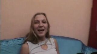 Horny golden-haired bangs her pierced vagina with a biggest sextoy