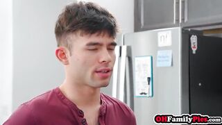 Sexy stepmom swallowed big ramrod and hot MILF enjoyed rough pussy fucking with stepson after giving a perfect oral-sex