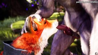 Black Werewolf bangs and creampie cute Furry Foxy, hot pussy lick- Wild Sin