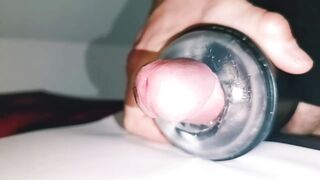 Fleslight ASMR and sperm flow close up