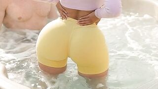 Small Big Butt Cutie Twerking in Taut Yellow Shorts