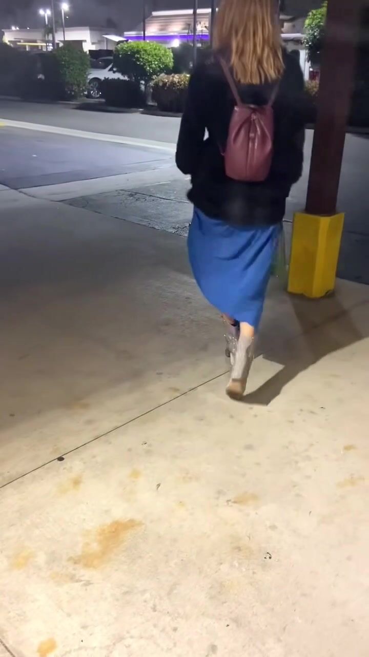 Reya Lovenlight Lets Her Booty Hang Out Walking In A Parking Lot