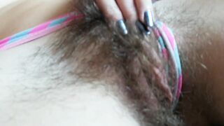Super bushy bush twat in panties close up compilation