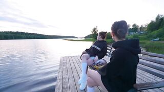 Hot 3-some with girlfriends on the lake