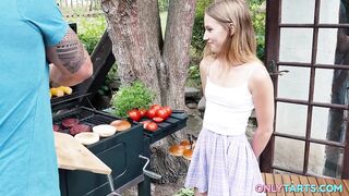 Hot Summer BBQ - Maya Gets Her first Outdoor Three-some