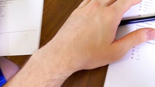 SCHOOLGIRL Milking him Off in MATH Class under the Table - At School. POST ORGASM TORTURE