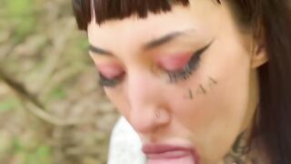 Young neighbor bangs hard in the forest whilst her husband is at home