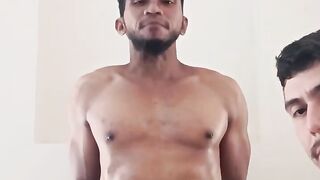 Muscular straight guy gets worshipped to cumshot