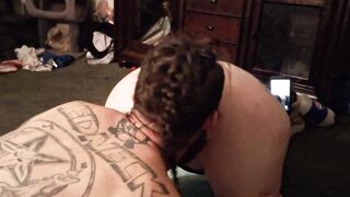 Thick redhead milf knows just how to please her tatted hubby