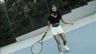 Lewd stud bangs two hot women hard in the tennis court