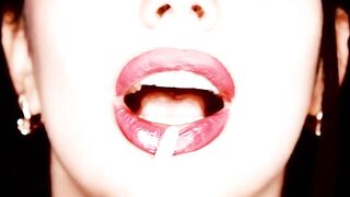 Hookah smokin' & glossy lipstick fetish & smelling & teasing & kissing