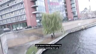 Without underwear : MILF comes to outdoor bang in tights with cut outs