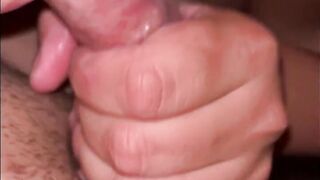 Amateur gets a big load of cum in her mouth (blow job creampie)