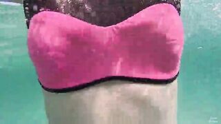 Amateur long legs flawless body angel's relaxing underwater swimming ASMR POV