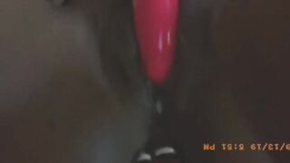 Ebony sex toy & butt-plug creampie