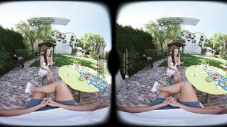 VR Bangers: Sexy Ginger Beauty Rides A Penis Outdoors In Italian Cafe - VR Porn
