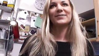 Super busty golden-haired from Germany enjoy masturbating in the kitchen