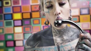 Pink Corset Solo Anal Masturbation with Iron Toy