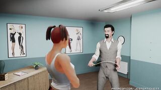 Indi and her slaver's special room - a caning short animation