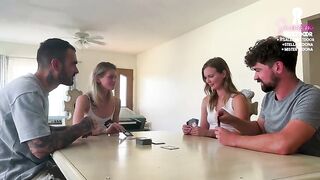 Want to play strip poker? Our friends lose, and we end up swapping partners!