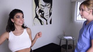 Sexy lesbian sex on the massage table