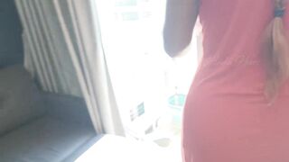 My STEPSISTER in a Short Nightdress with No PANTY or BRA Teasing me in the House