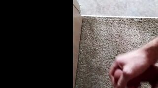 Shooting giant load on mirror