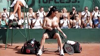 TOPLESS IN NATURE'S GARB TENNIS MATCH - (Stripped in Public AI Entertainment)