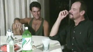 Hot babe fucking two guys