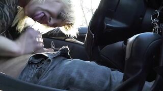Busty French MILF Blows my wang in a car