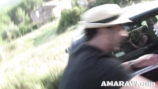 Concupiscent brunette teen with big tits Ava Marteens banged in twat outdoor